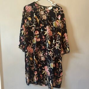 GP&J Baker x H&M Peacock Floral Print Shift Dress, Size 14